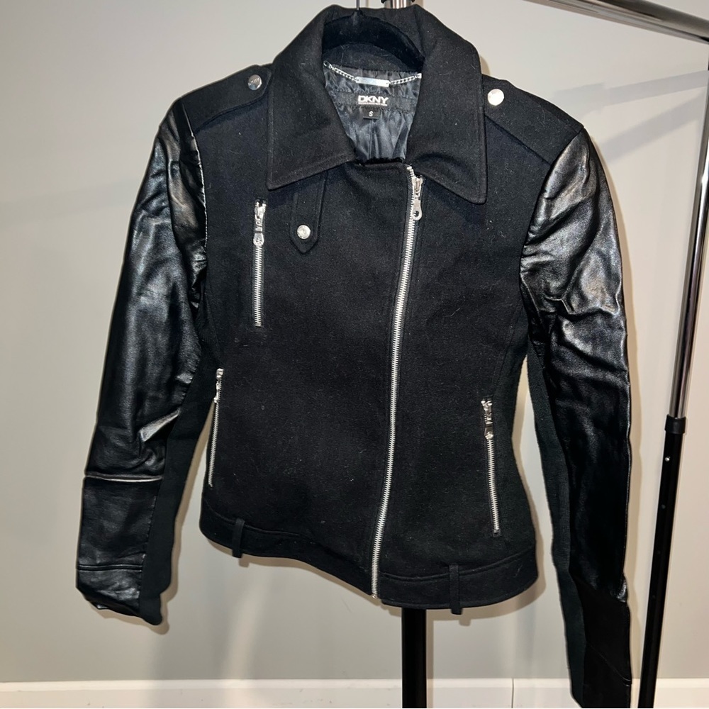 003 DKNY faux leather coat